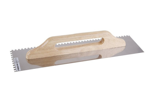 hladítko nerezové, s dřevěnou rukojetí, zubové 500 x 130 mm, standard (1)